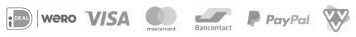 Wij zijn Thuiswinkel (zakelijk) gewaarborgt, onze betaalmethoden: iDeal, VISA, MasterCard, Bancontact, PayPal, Klarna, Sofort, Payconic, American Express, VVV Cadeaukaart